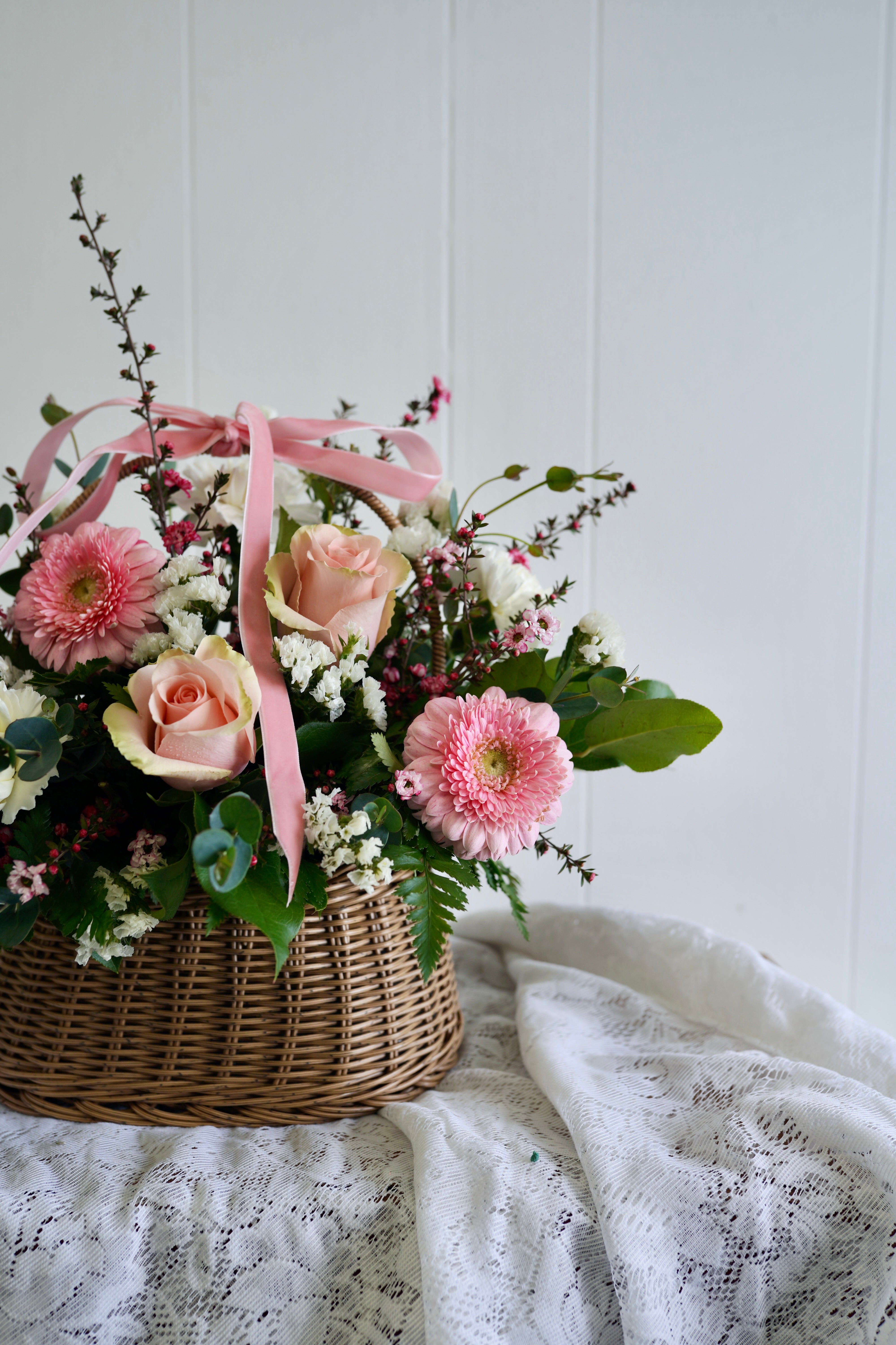 Blushing Blooms Basket