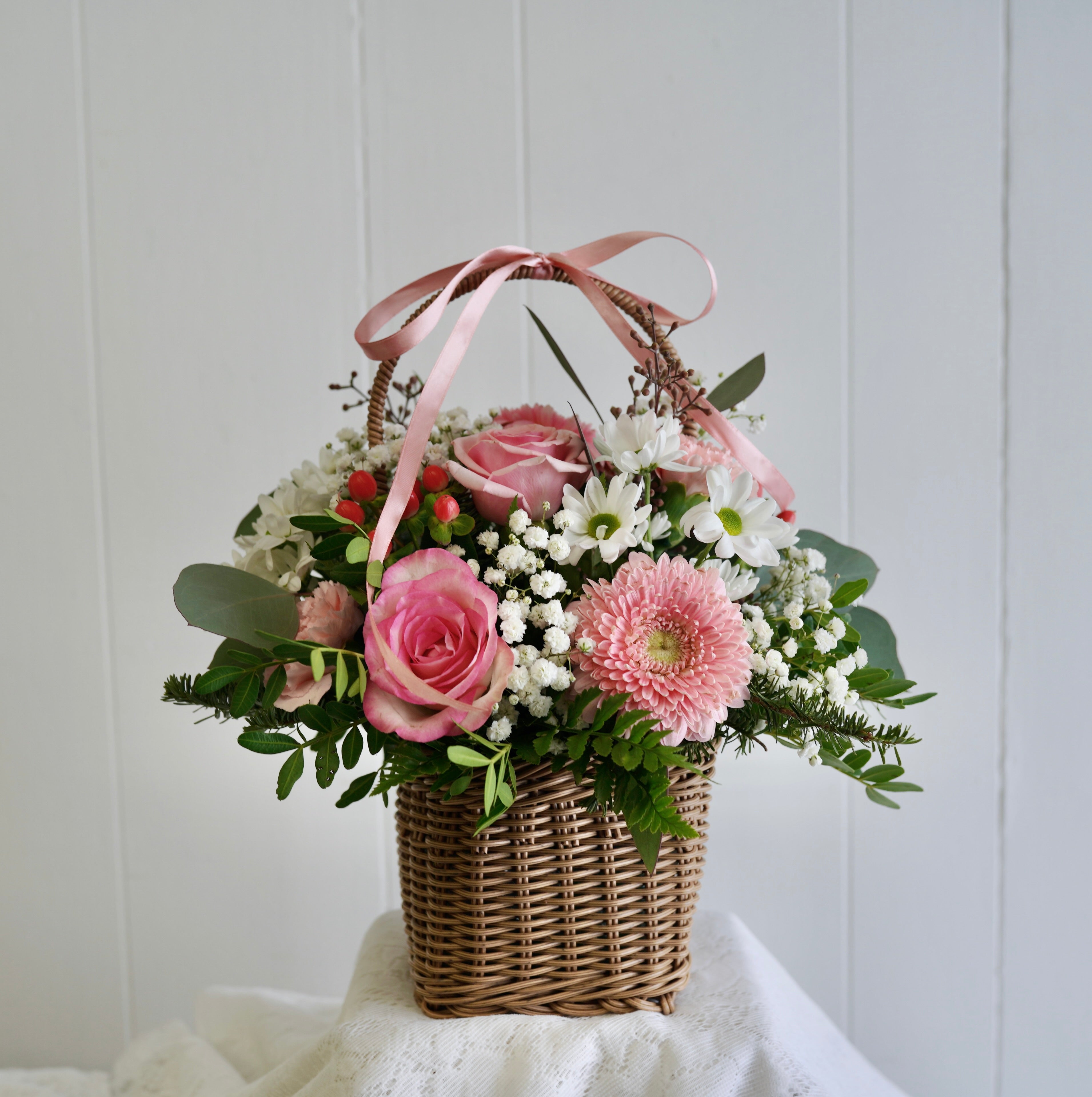 Blushing Blooms Basket