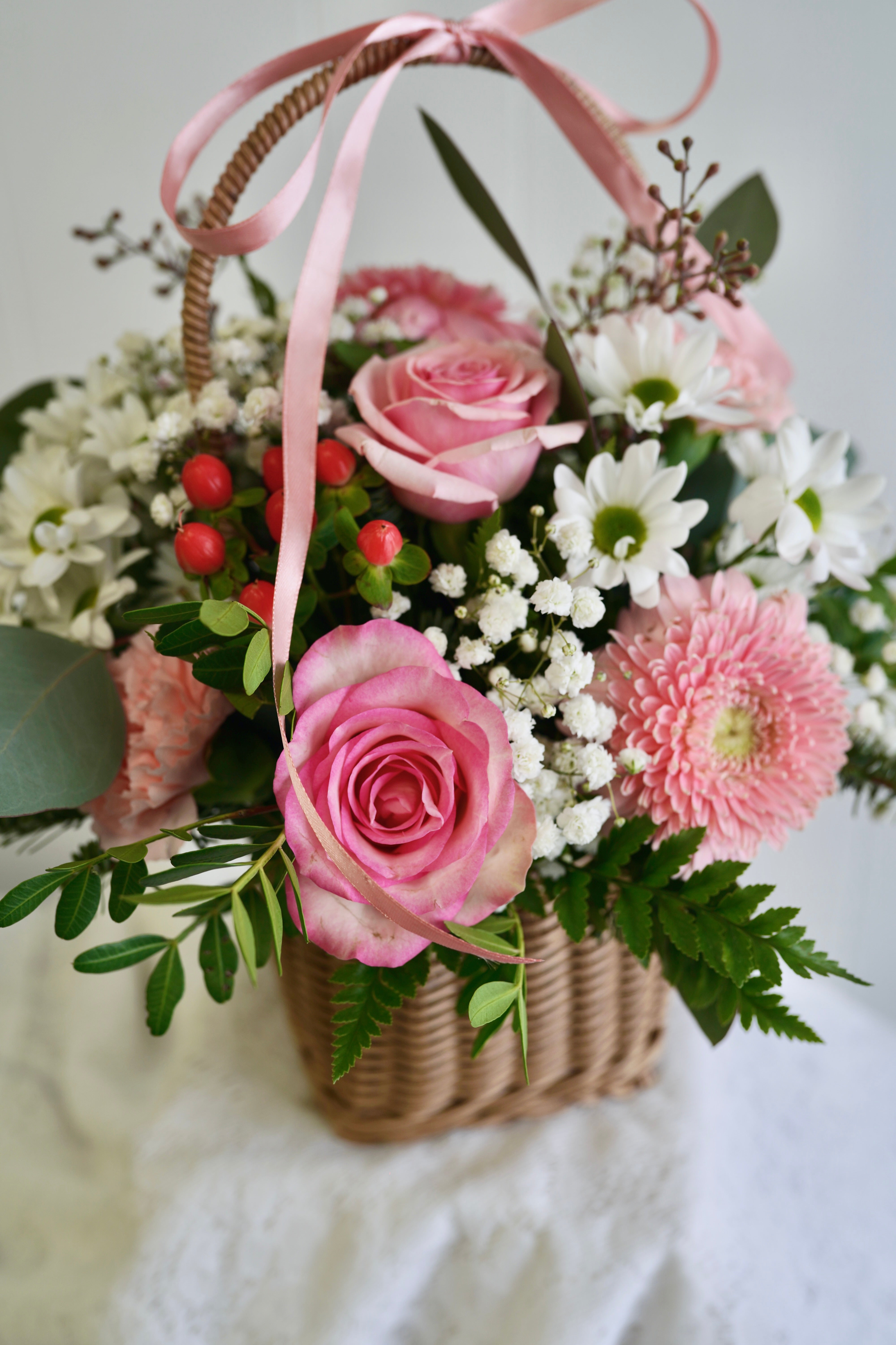 Blushing Blooms Basket
